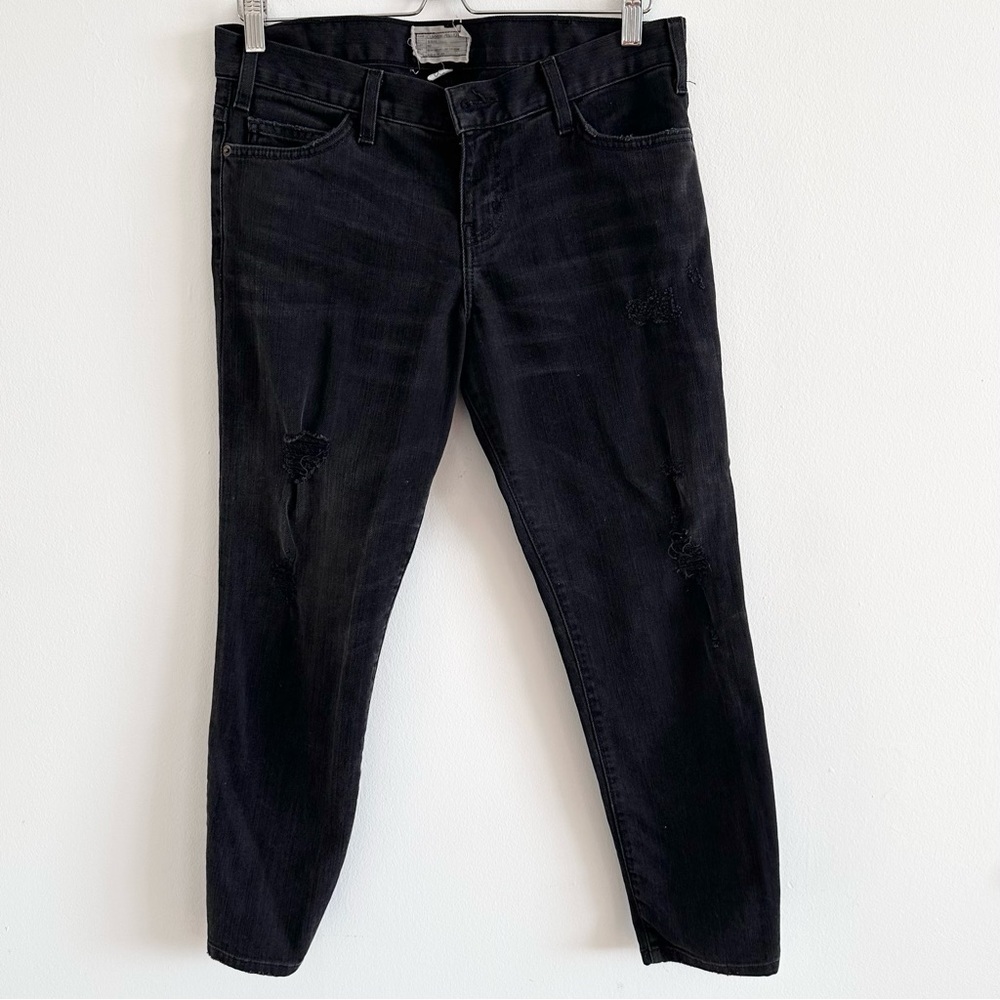 Current Elliot the crop skinny night wash distressed black jeans size 29